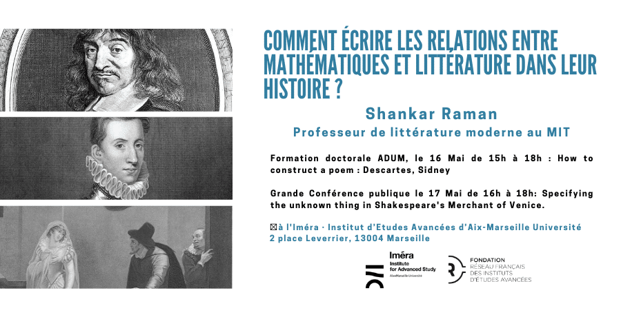 poster of the doctoral training and public conference on mathematics and literature at the institute for advanced study od aix-marseille university