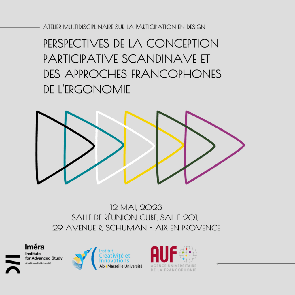 poster of the muldisciplinary workshop on participation in design at the institute for advanced study of aix-marseille university